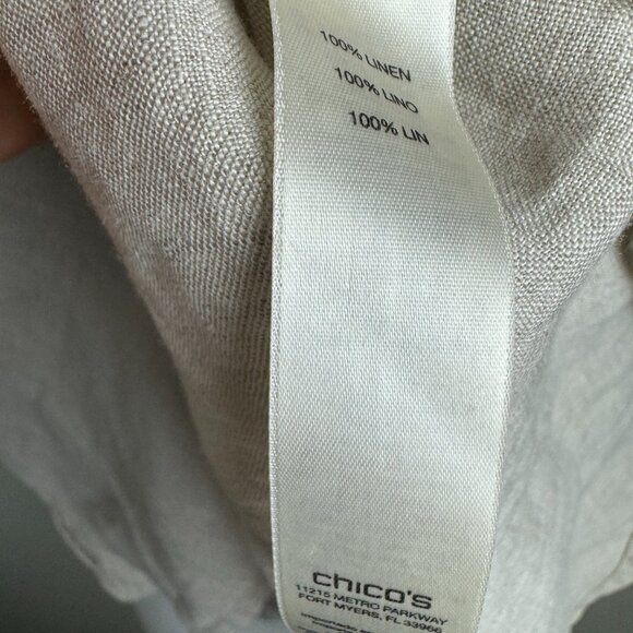 Chico's 100% Linen V Neck Button Tunic Top Blouse Size 1 Like NEW - Picture 12 of 12